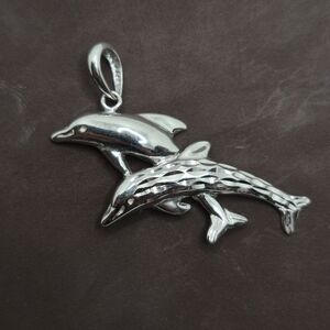 .925 Sterling Silver Dolphins Pendant, Jewelry